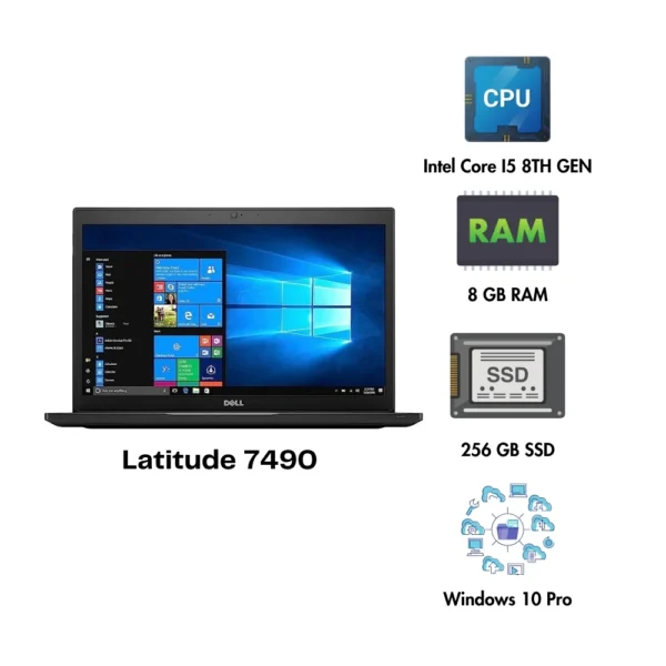 DELL LATITUDE 7490 Intel Windows 10 Pro (Core i5 8th GEN/ 8GB RAM/ 256GB SSD/ WEBCAM/ 14 "/ WIN-10 PR0)